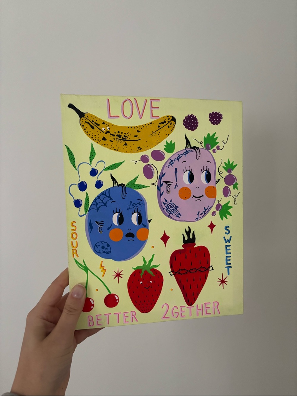 Hand-Painted Fruit Art Piece